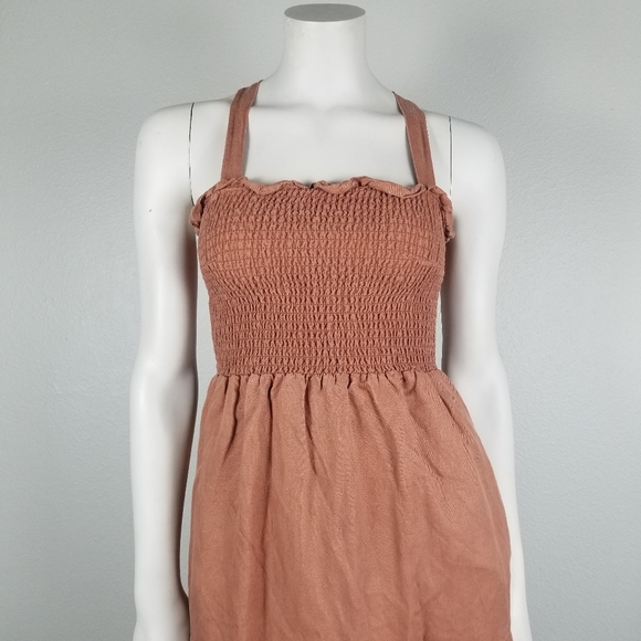 Vetta The Smocked Tier Dress in New Clay Linen Tencel Blend Size XS - Picture 5 of 12